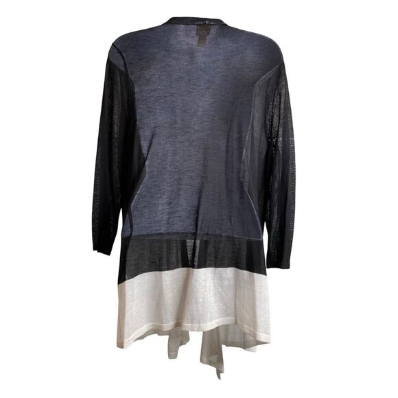 Chico's Women's Black White Sheer Open Tunic Cardigan Size 2 Large Lagenlook‎ - Picture 2 of 11